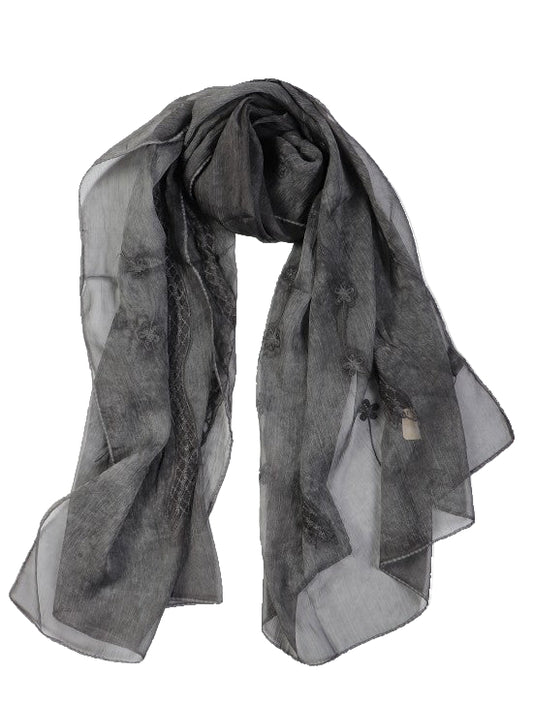 Charcoal Embroidered Viscose Hijab