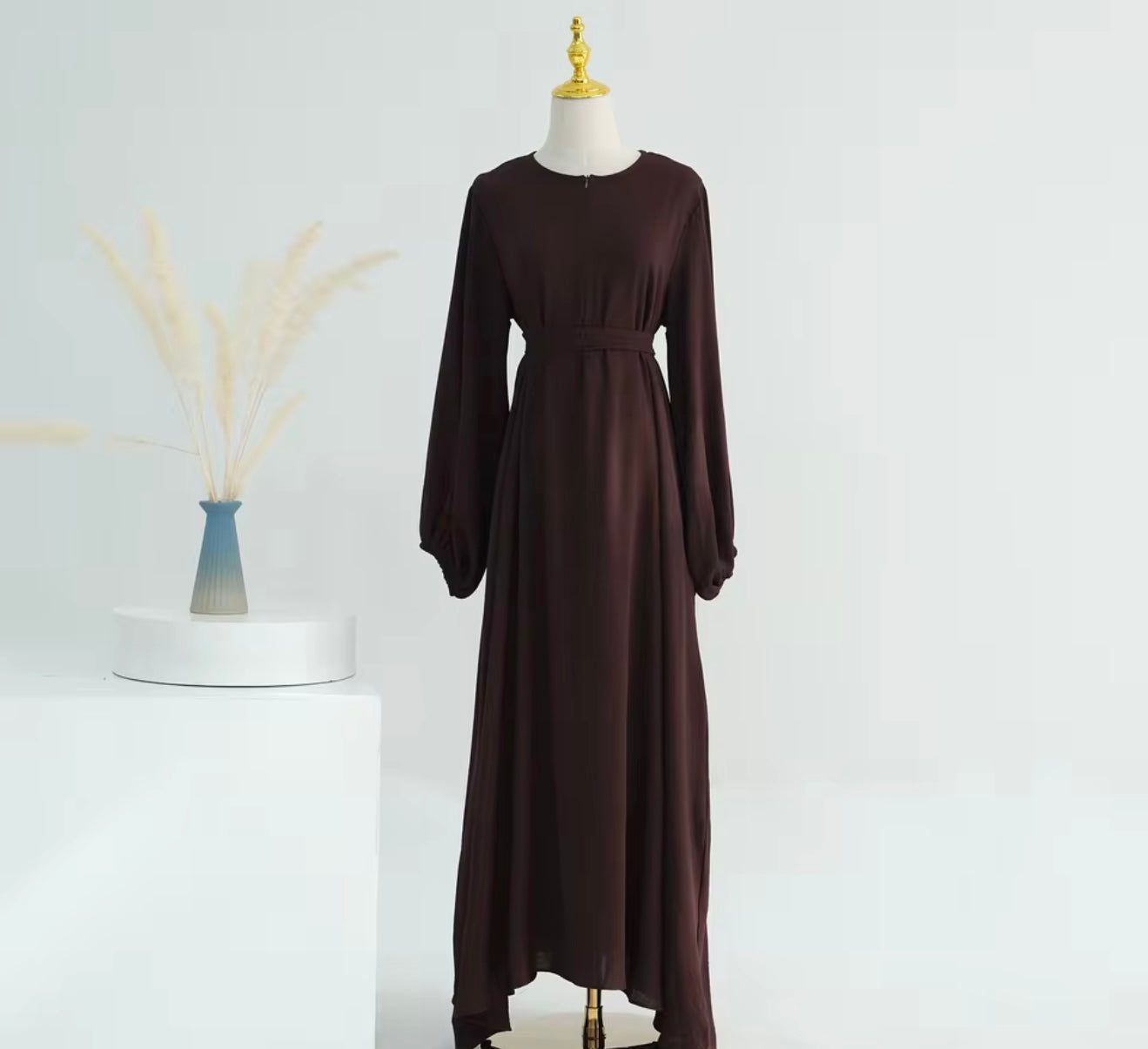 Front Zipper Chocolate Abaya Dress