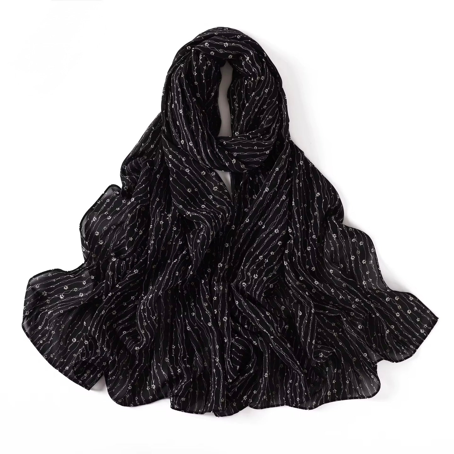 Printed Chiffon Hijab (1) + - Chaddors