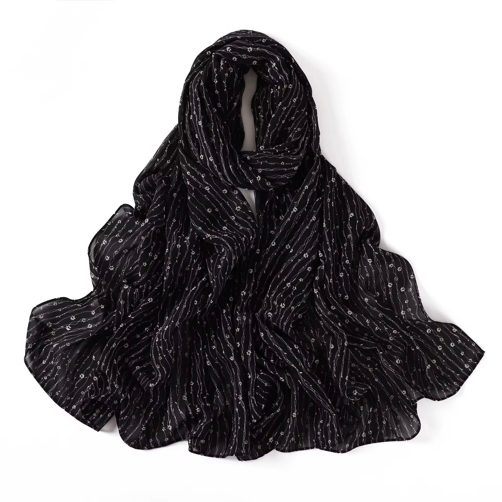 Printed Chiffon Hijab (1) + - Chaddors