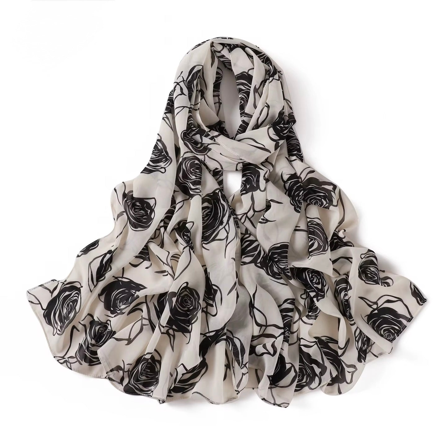 Printed Chiffon Hijab (1) + - Chaddors