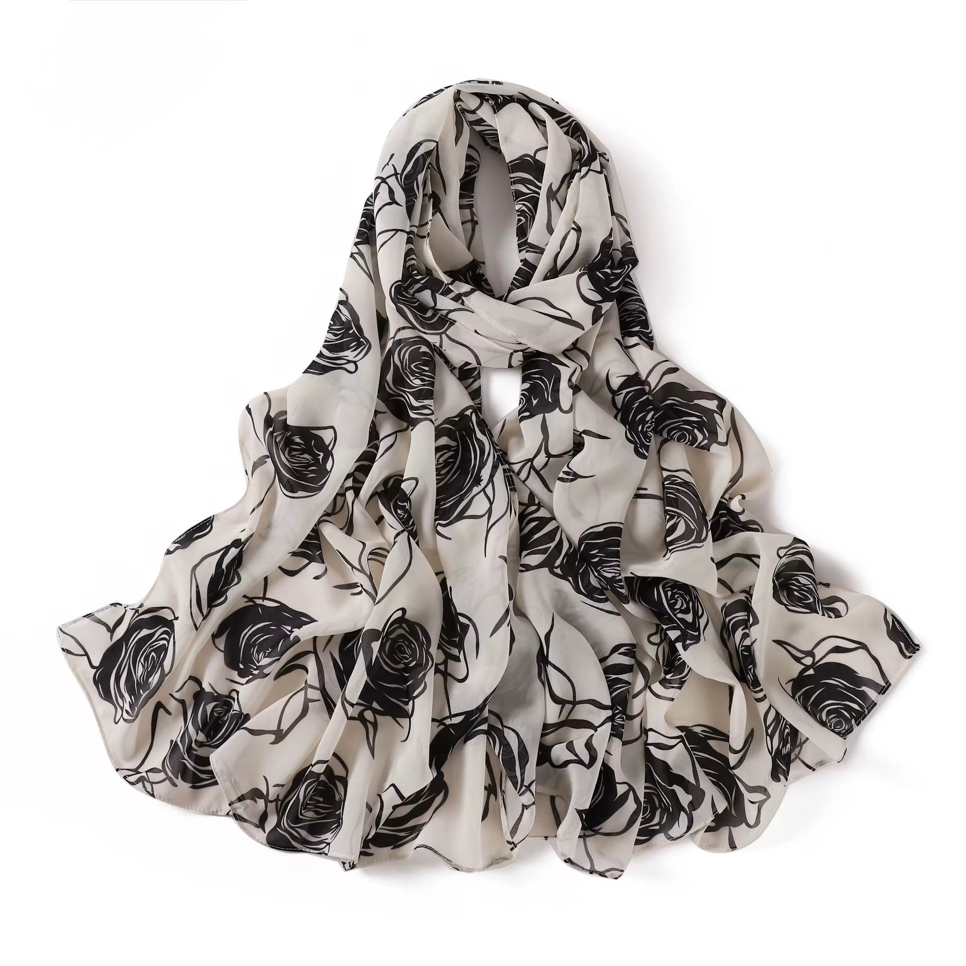 Printed Chiffon Hijab (1) + - Chaddors