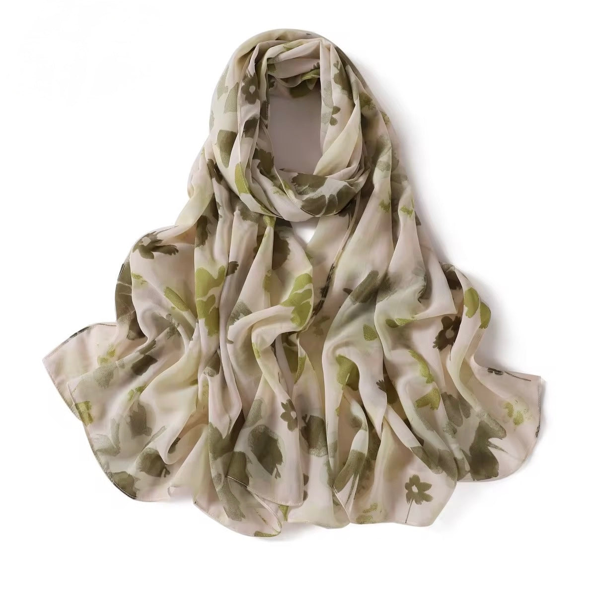 Printed Chiffon Hijab (1) + - Chaddors