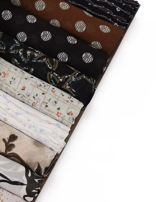 Printed Chiffon Hijab (1) + - Chaddors