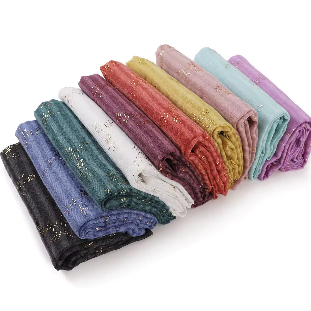 Foil-Printed Striped Hijabs +