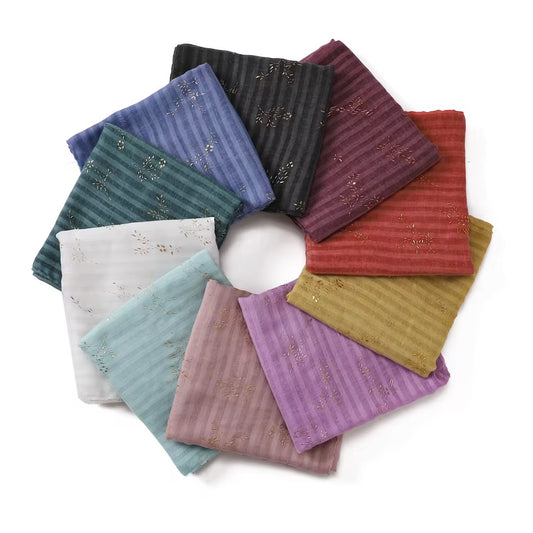 Foil-Printed Striped Hijabs +