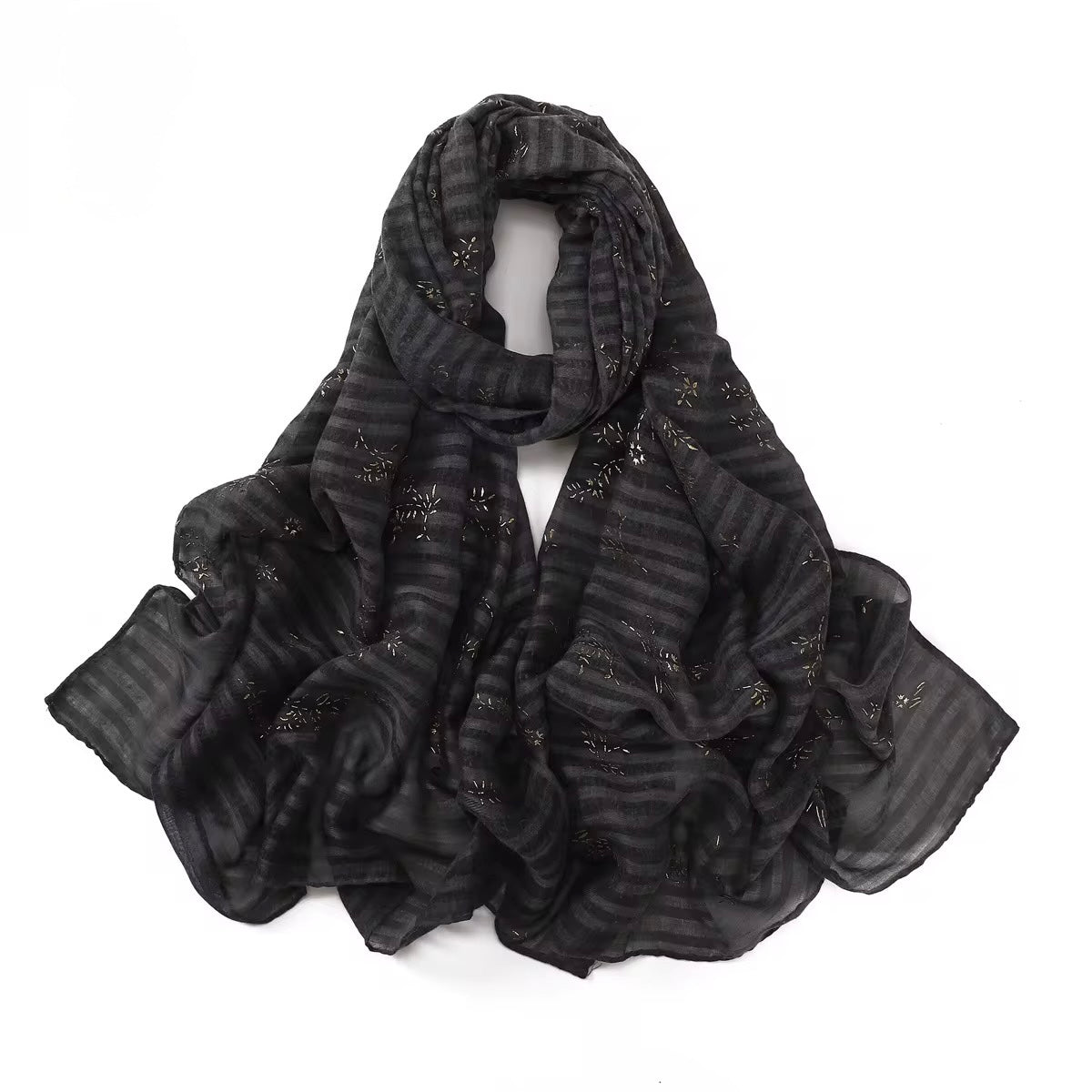 Foil-Printed Striped Hijabs +