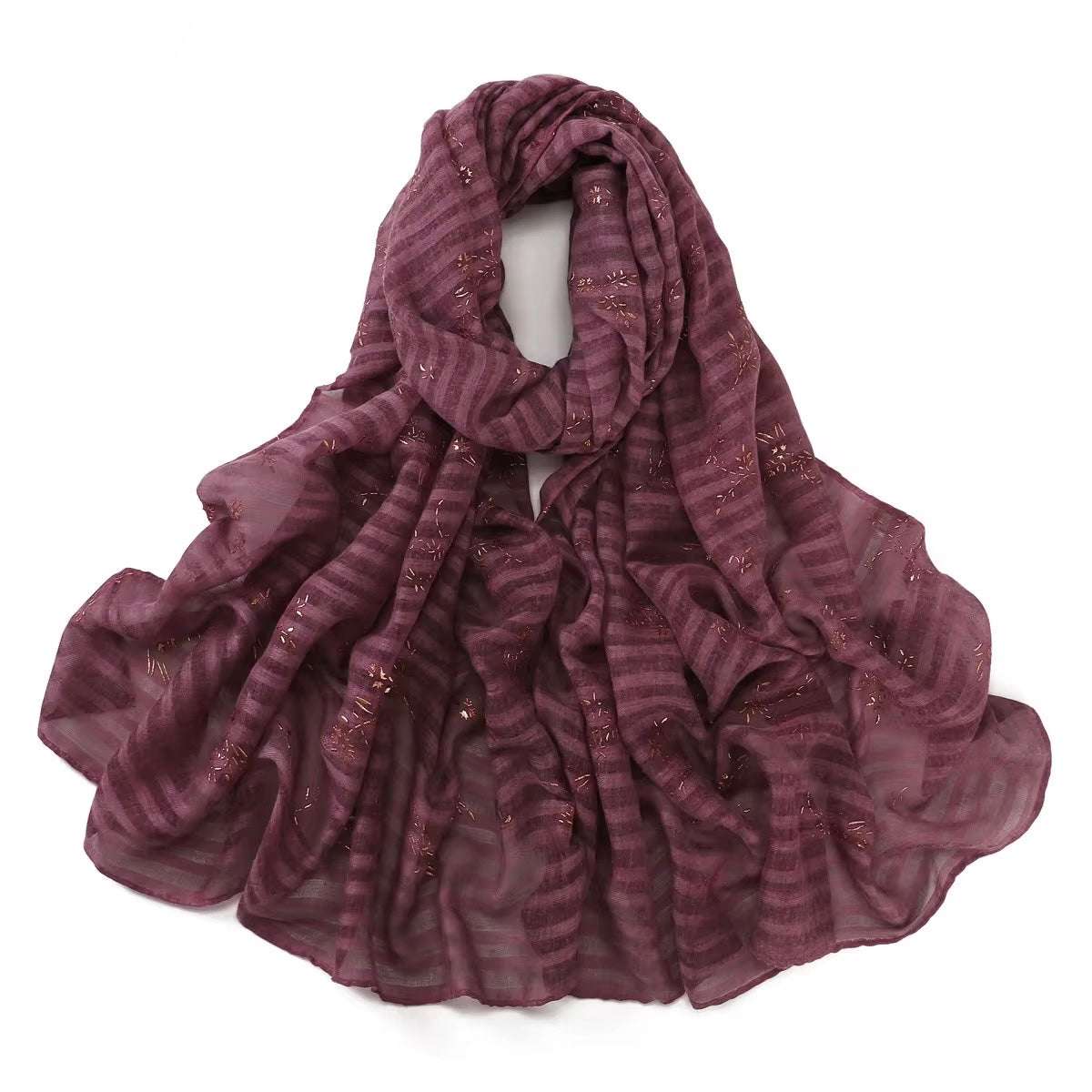 Foil-Printed Striped Hijabs +