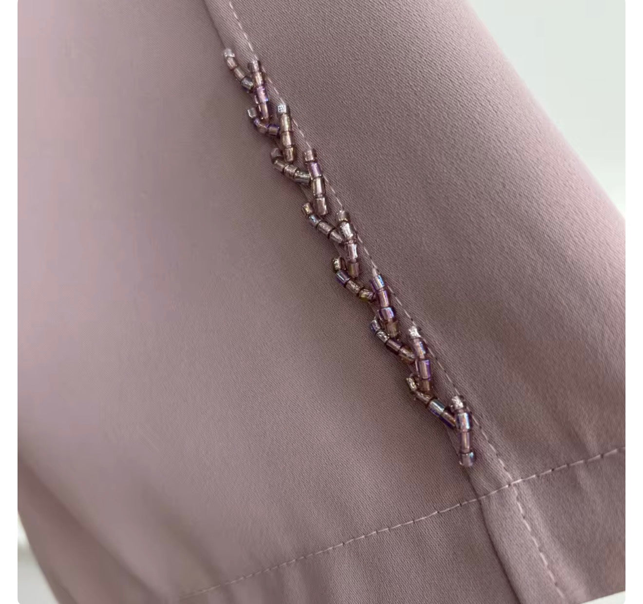 Pink Handmade Beaded Open Abaya - Chaddors