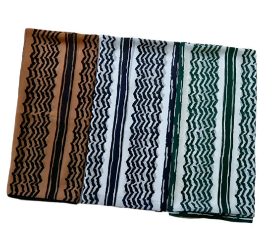 Keffiyeh Print Striped Chiffon Hijab - Chaddors