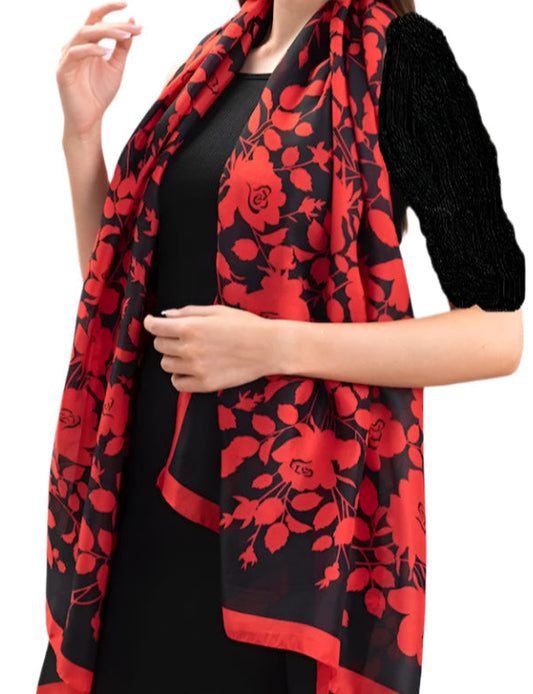 Red and Black Silk Scarf