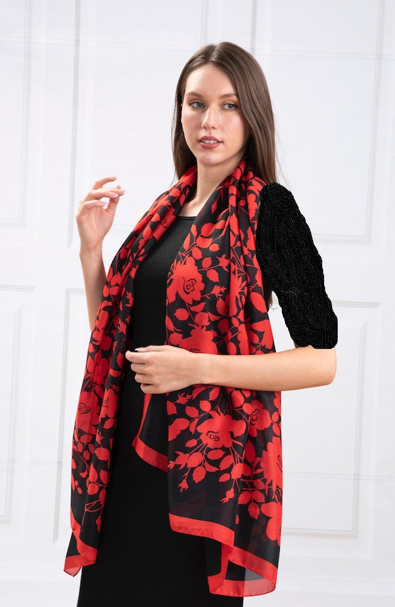 Red and Black Silk Scarf