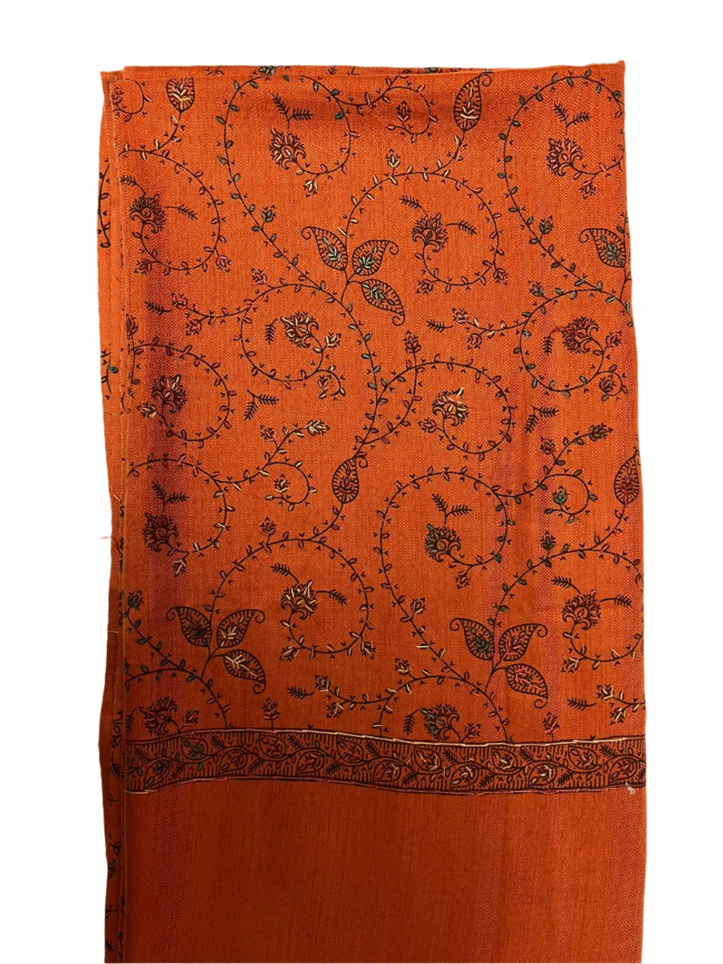 Rust Pashmina Embroidered Shawl - Chaddors
