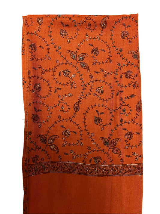 Rust Pashmina Embroidered Shawl - Chaddors
