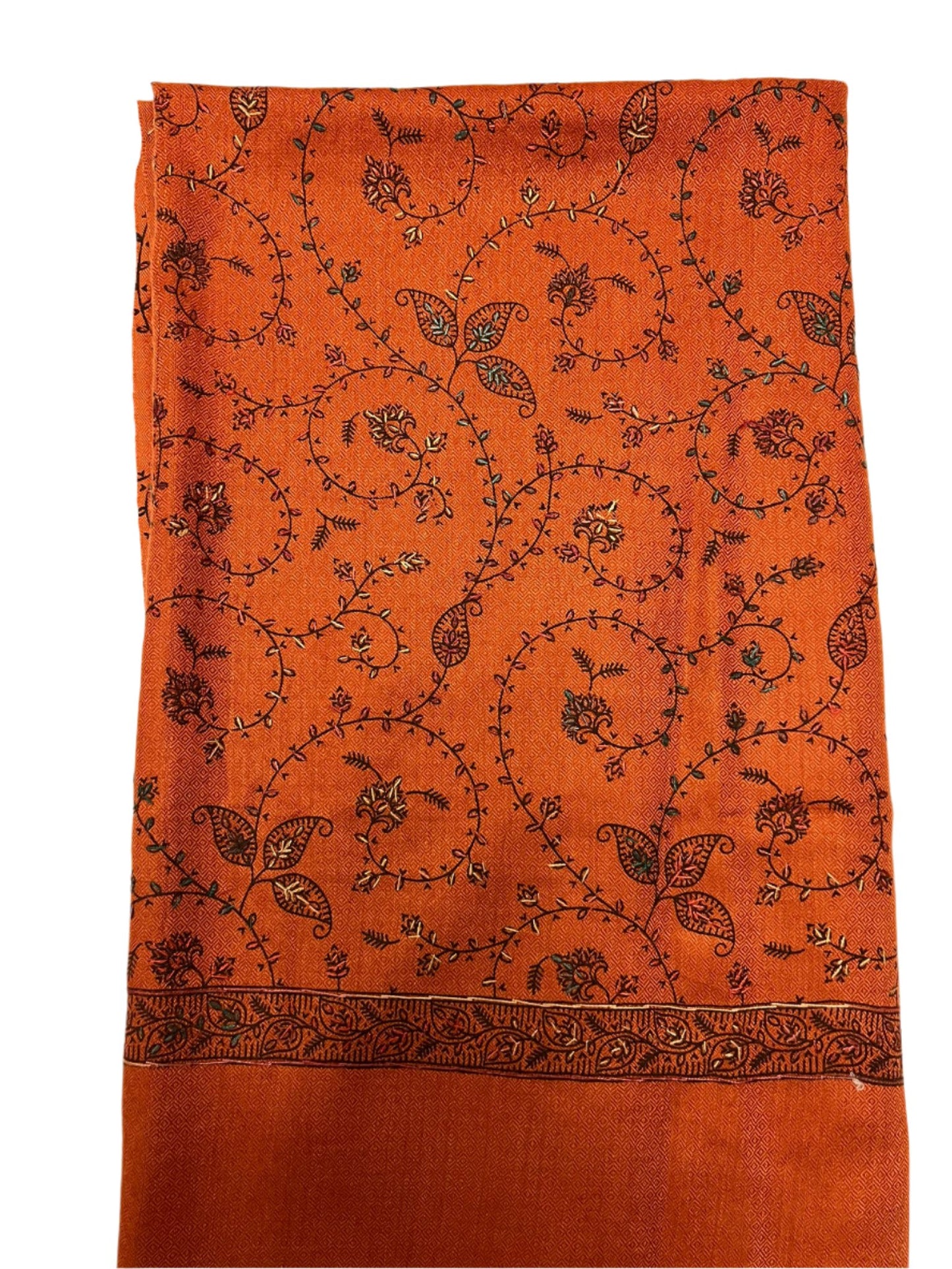 Rust Pashmina Embroidered Shawl - Chaddors