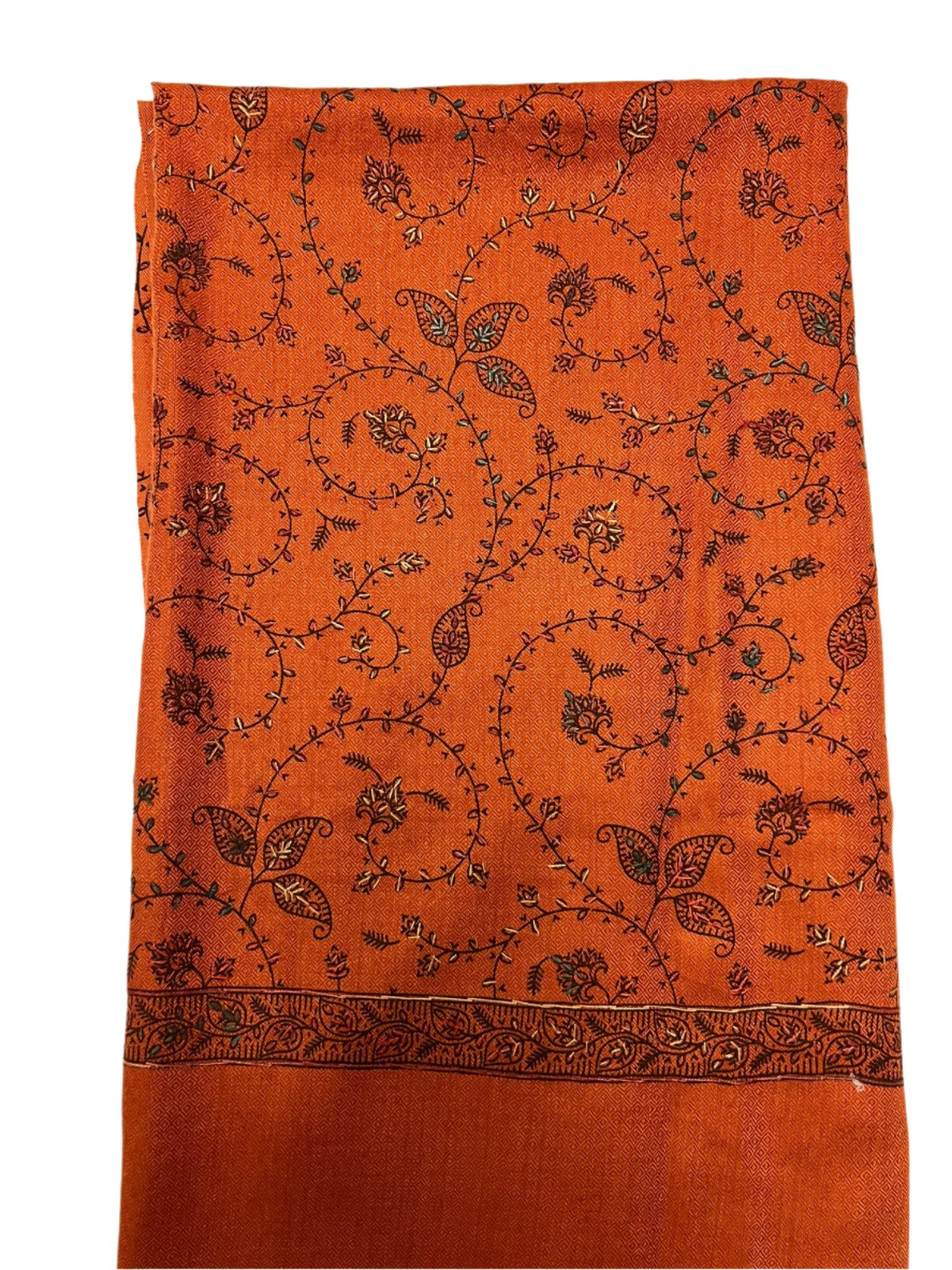 Rust Pashmina Embroidered Shawl - Chaddors