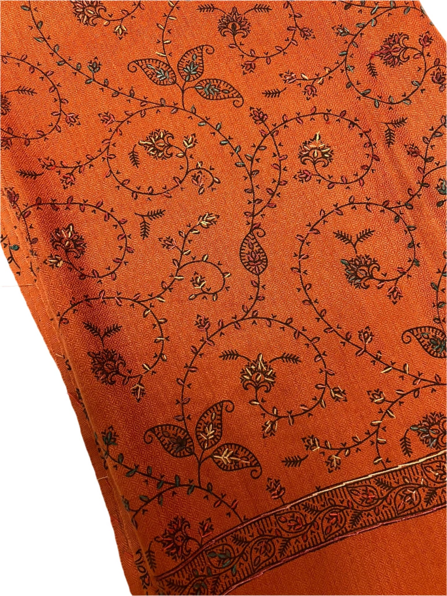 Rust Pashmina Embroidered Shawl - Chaddors