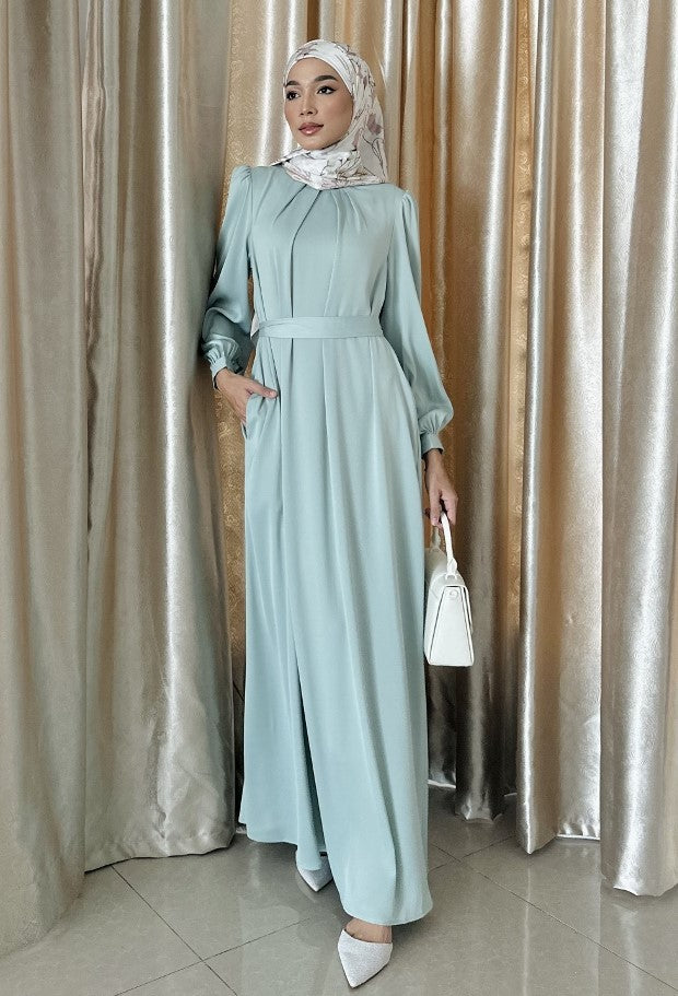 Mint Satin Blend Dress - Chaddors