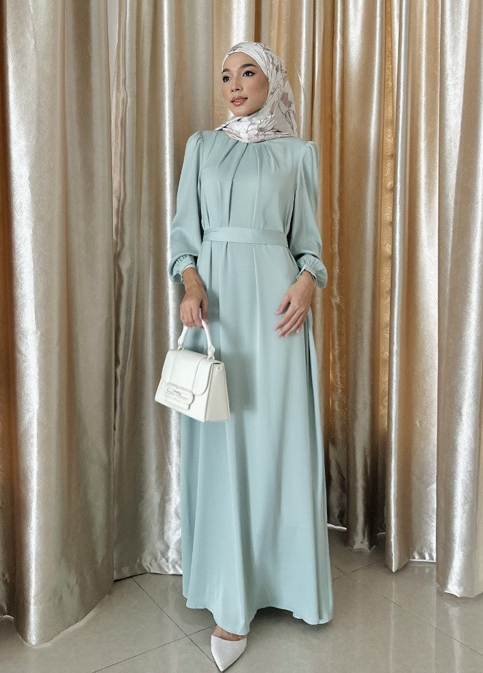 Mint Satin Blend Dress - Chaddors