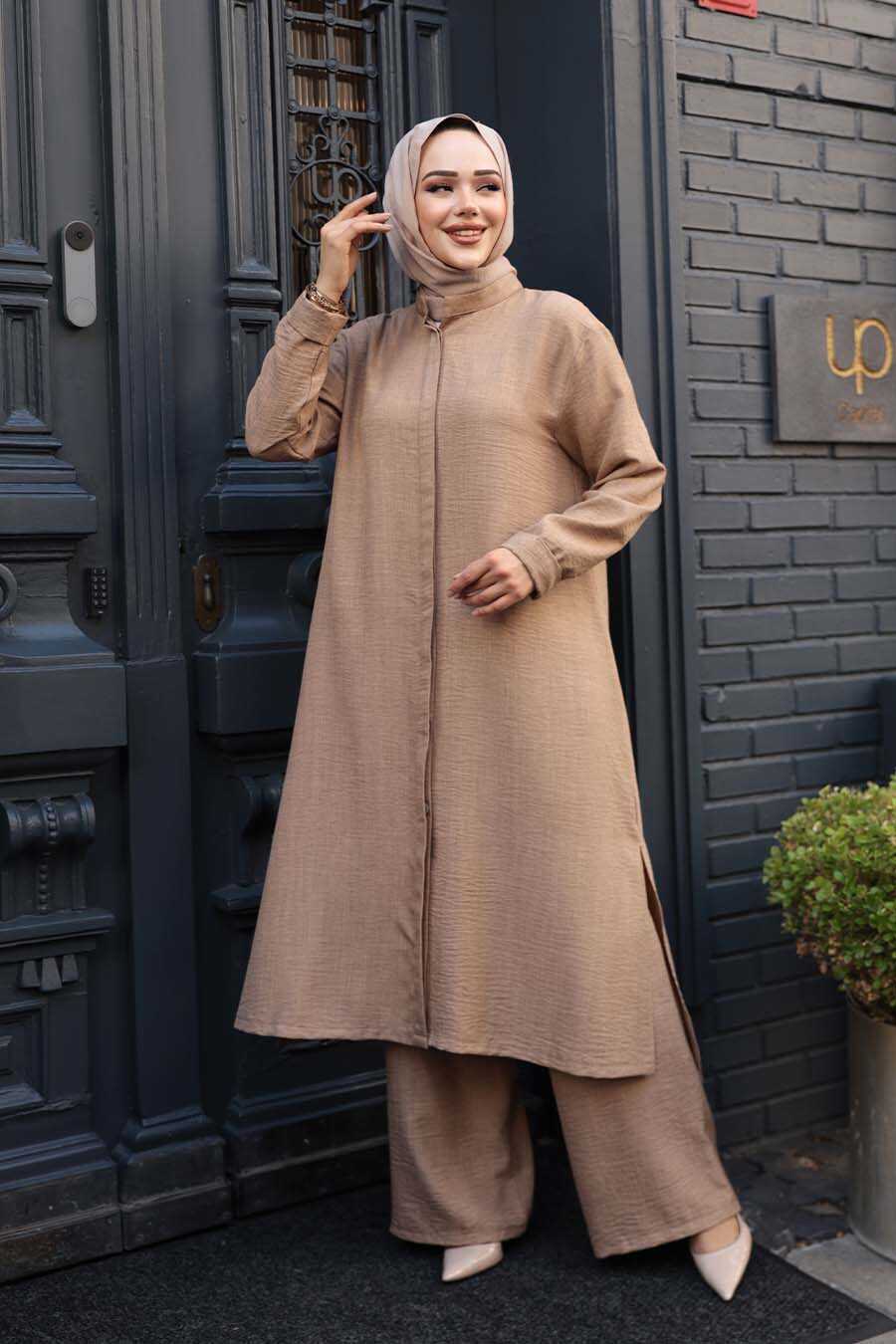 Biscuit Modest Tunic & Wide-Leg Trouser Set