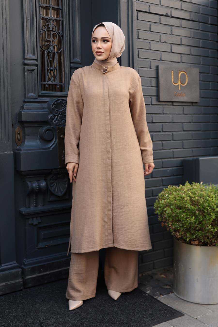 Biscuit Modest Tunic & Wide-Leg Trouser Set