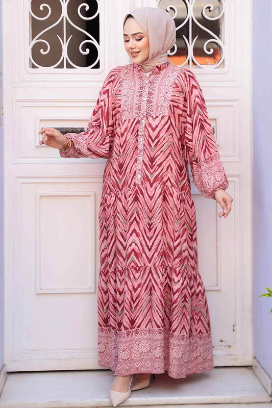 Pink Zigzag Pattern Dress