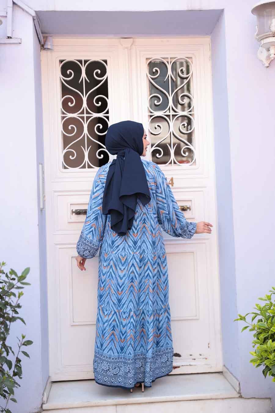 Blue Zigzag Pattern Dress