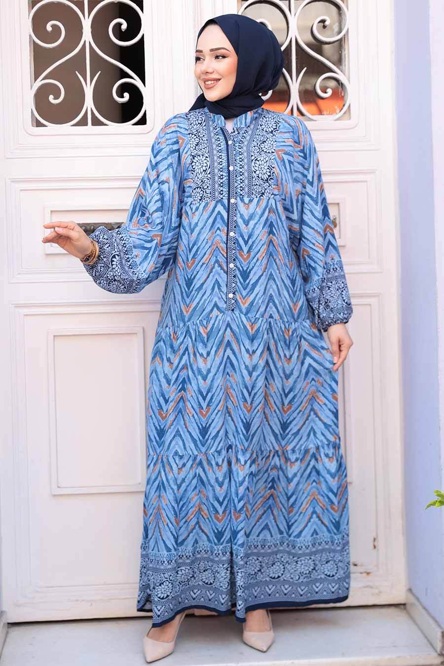 Blue Zigzag Pattern Dress