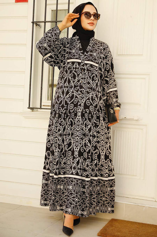 Black Patterned Summer Dress