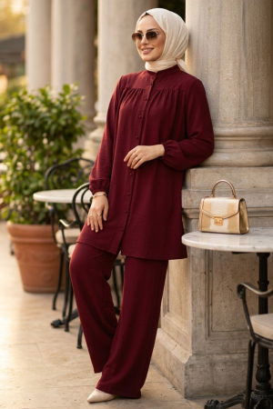 Burgundy Tunic & Trousers Set - Chaddors