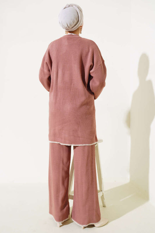 White Design Detail Tea Pink Knitted Co-ord