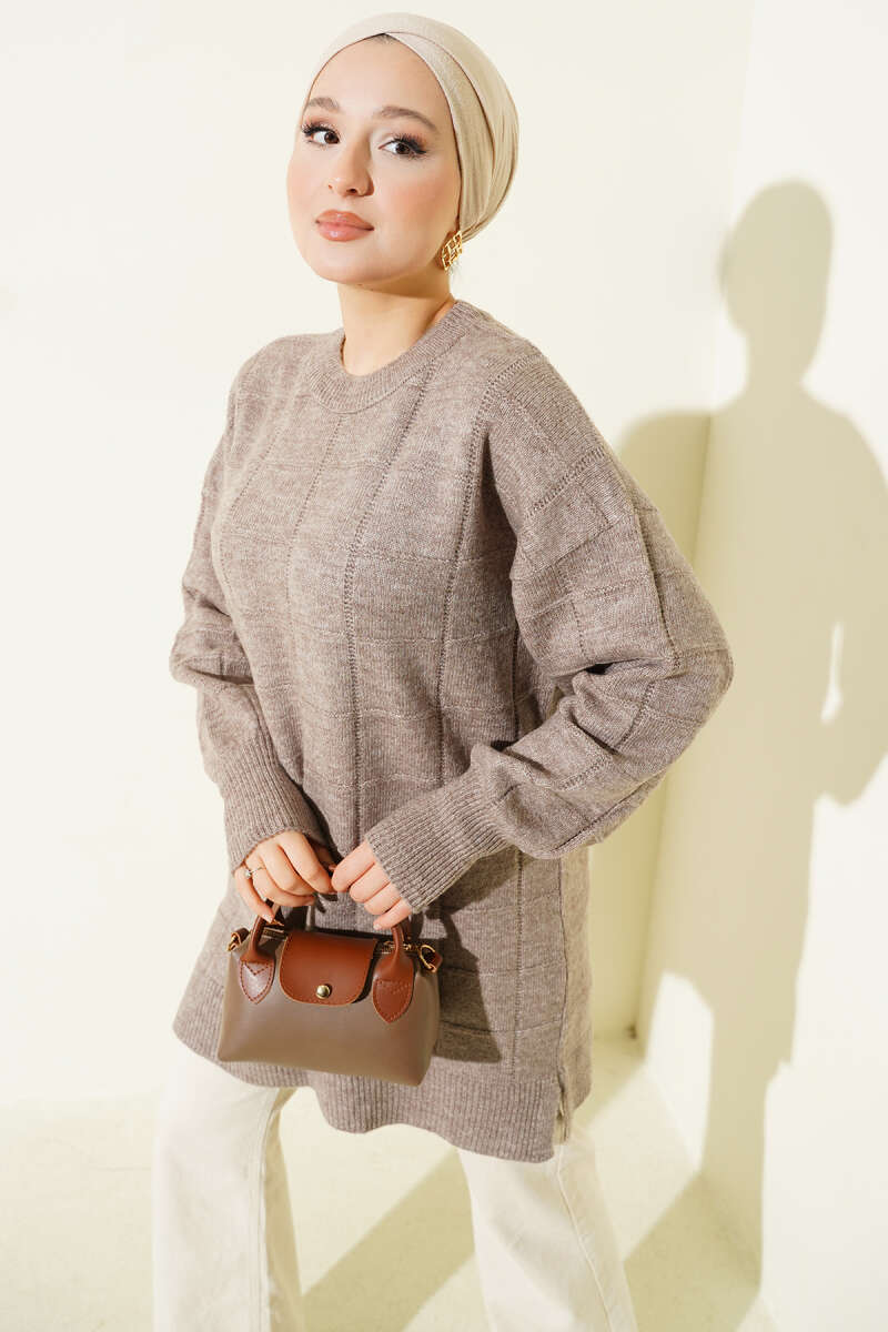 Square Patterned Soft Knit Tunic - Chaddors