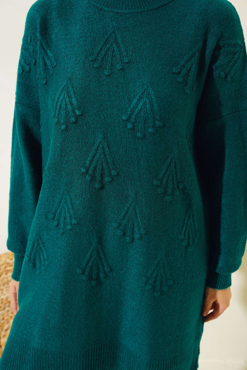 Emerald Cherry Bunch Embossed Soft Knit Tunic - Chaddors