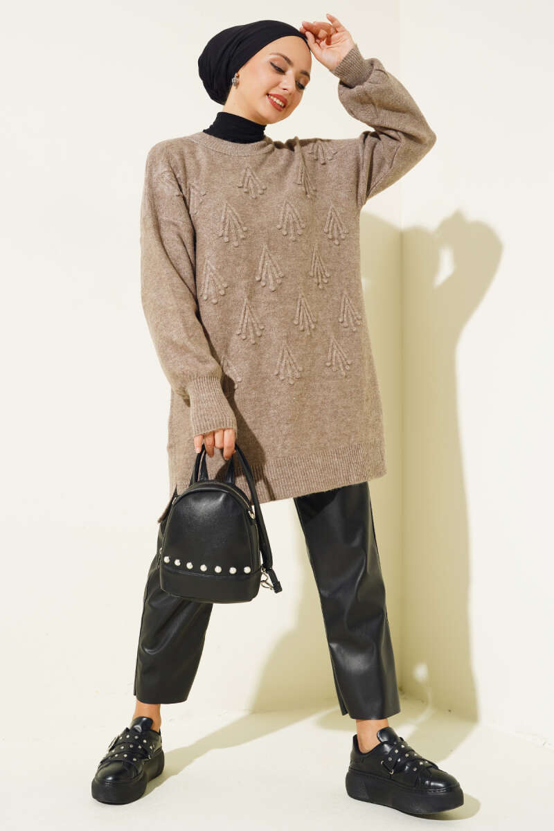 Mink Cherry Bunch Embossed Soft Knit Tunic - Chaddors