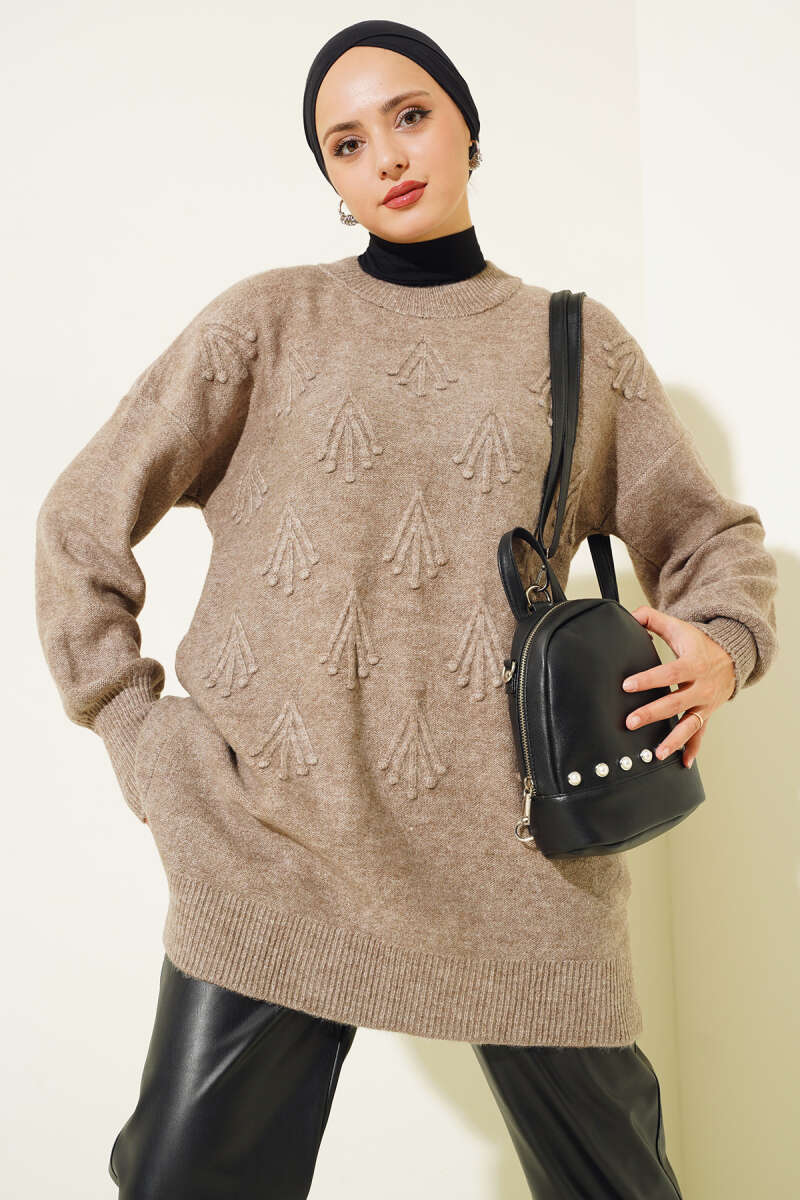 Mink Cherry Bunch Embossed Soft Knit Tunic - Chaddors