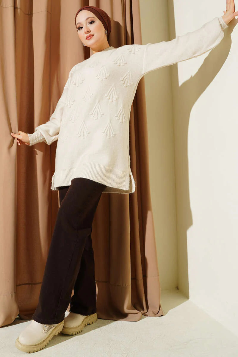 Stone Cherry Bunch Embossed Soft Knit Tunic - Chaddors