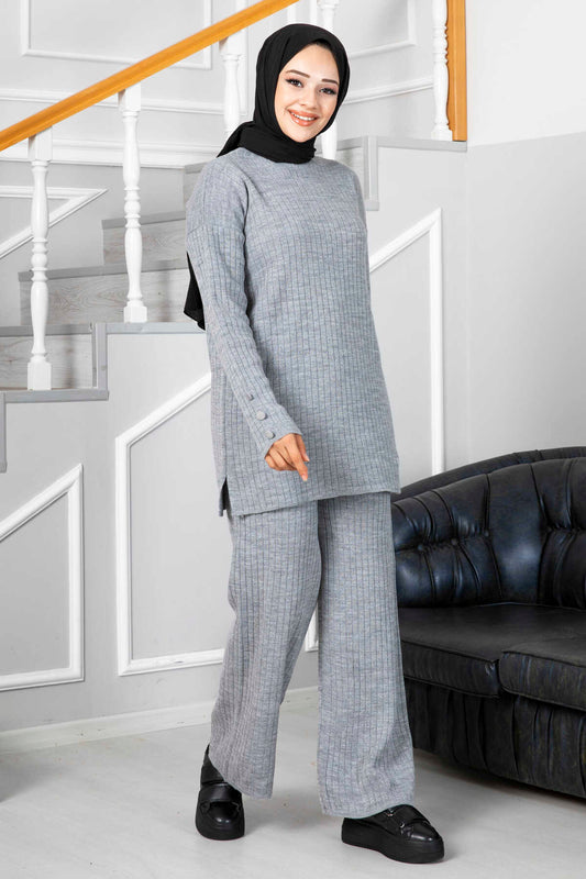 Gray Double Knitted Design Co-ord - Chaddors