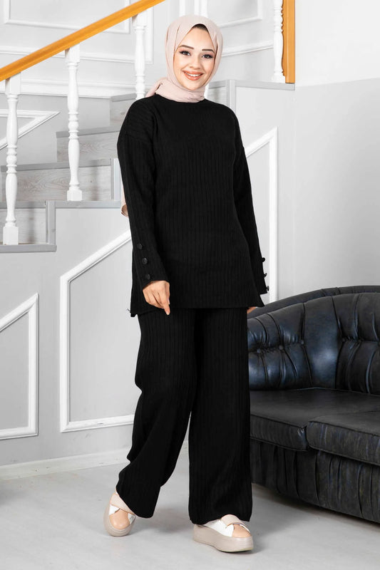 Black Double Knitted Design Co-ord - Chaddors