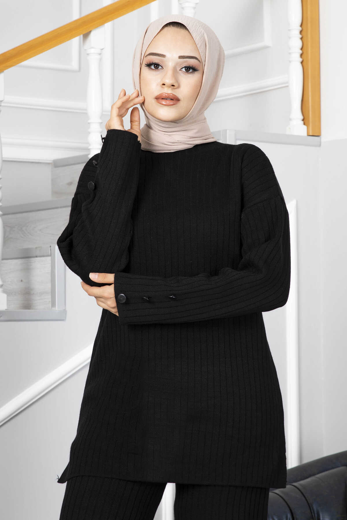 Black Double Knitted Design Co-ord - Chaddors