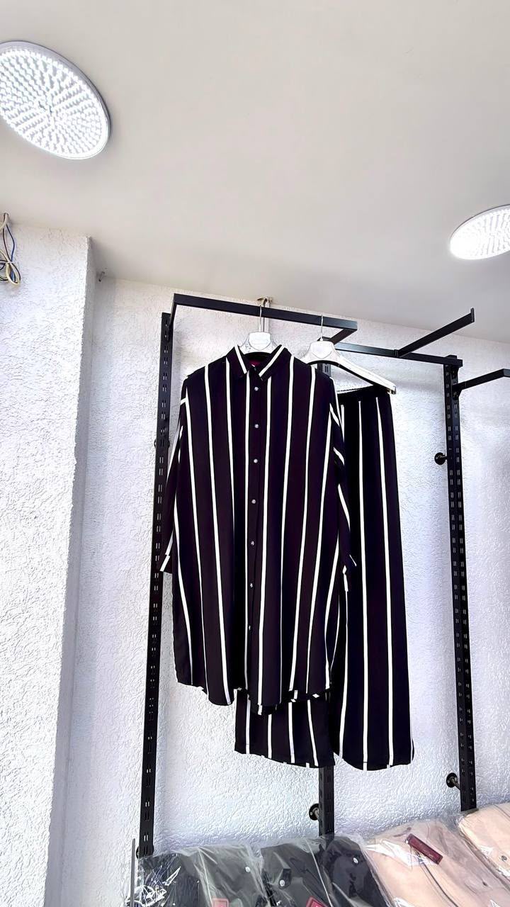 Black & White Striped Viscose Co‑ord Set - Chaddors