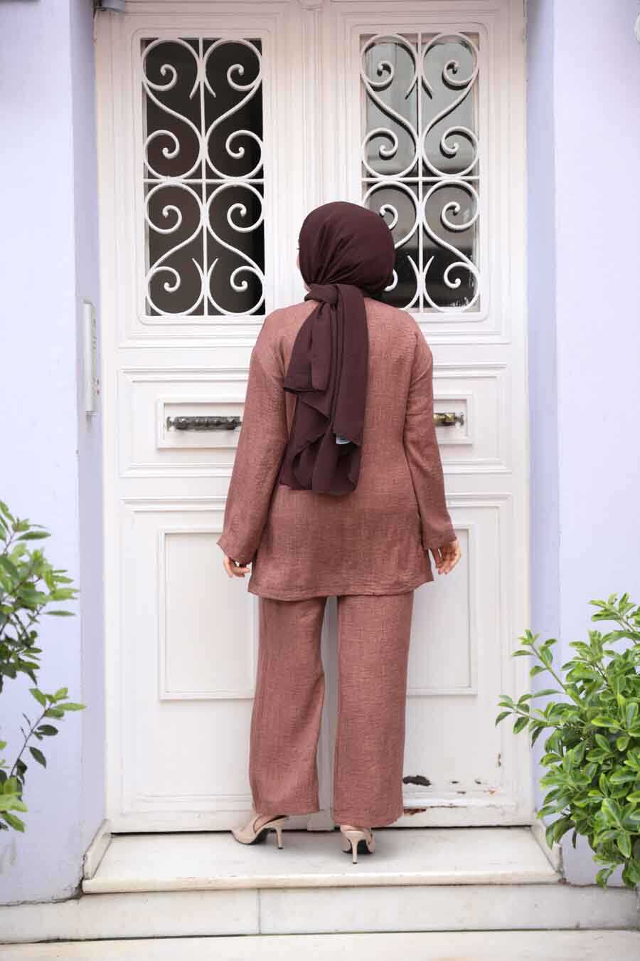 Brown Wrap-Style Modest Dual Set