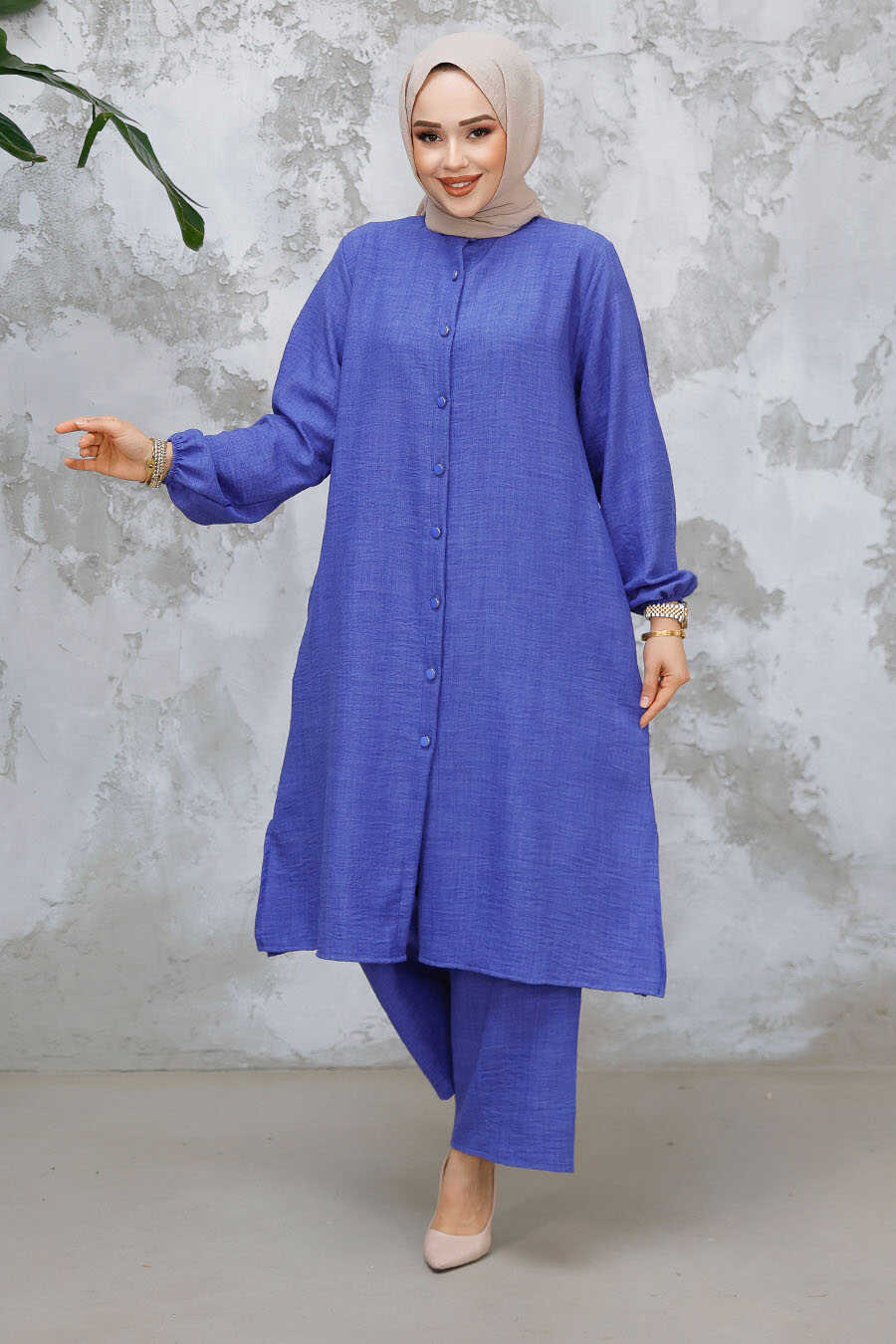 Modest Indigo Blue Turkish Co-ord Set