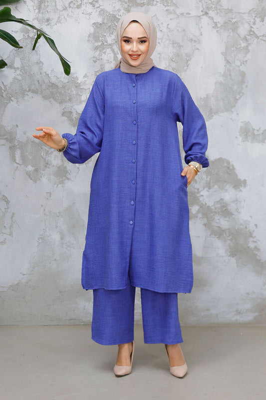 Modest Indigo Blue Turkish Co-ord Set