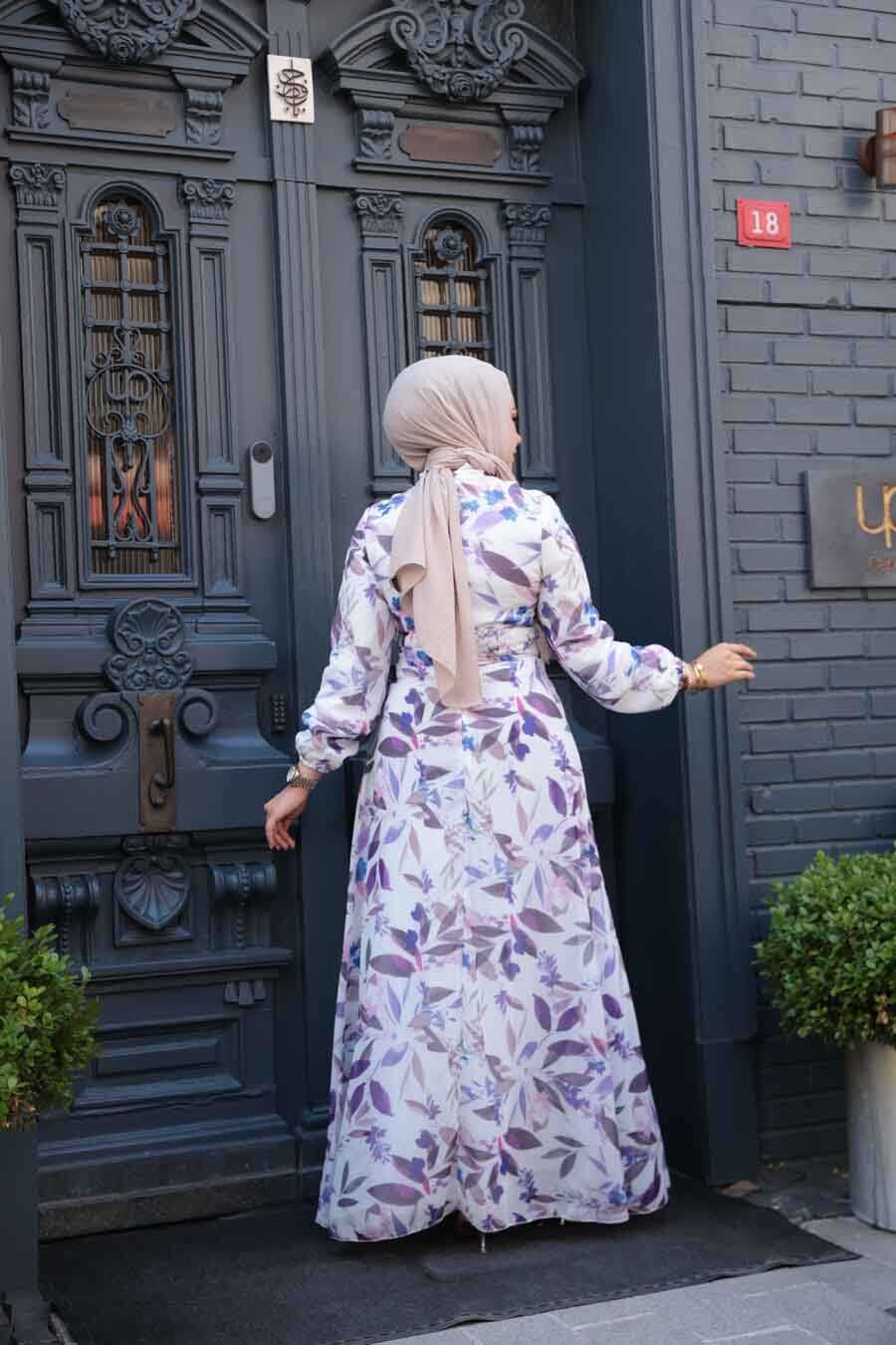 Whispering Lilac Leaves Dress - Chaddors