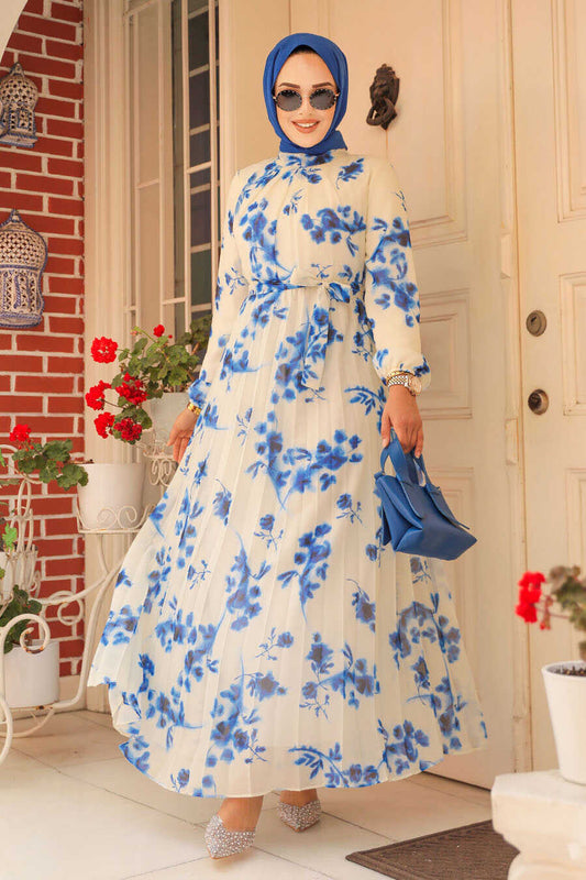 Bue Print Turkish Dress