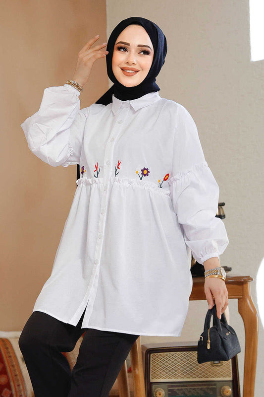 White Embroidered Turkish Tunic