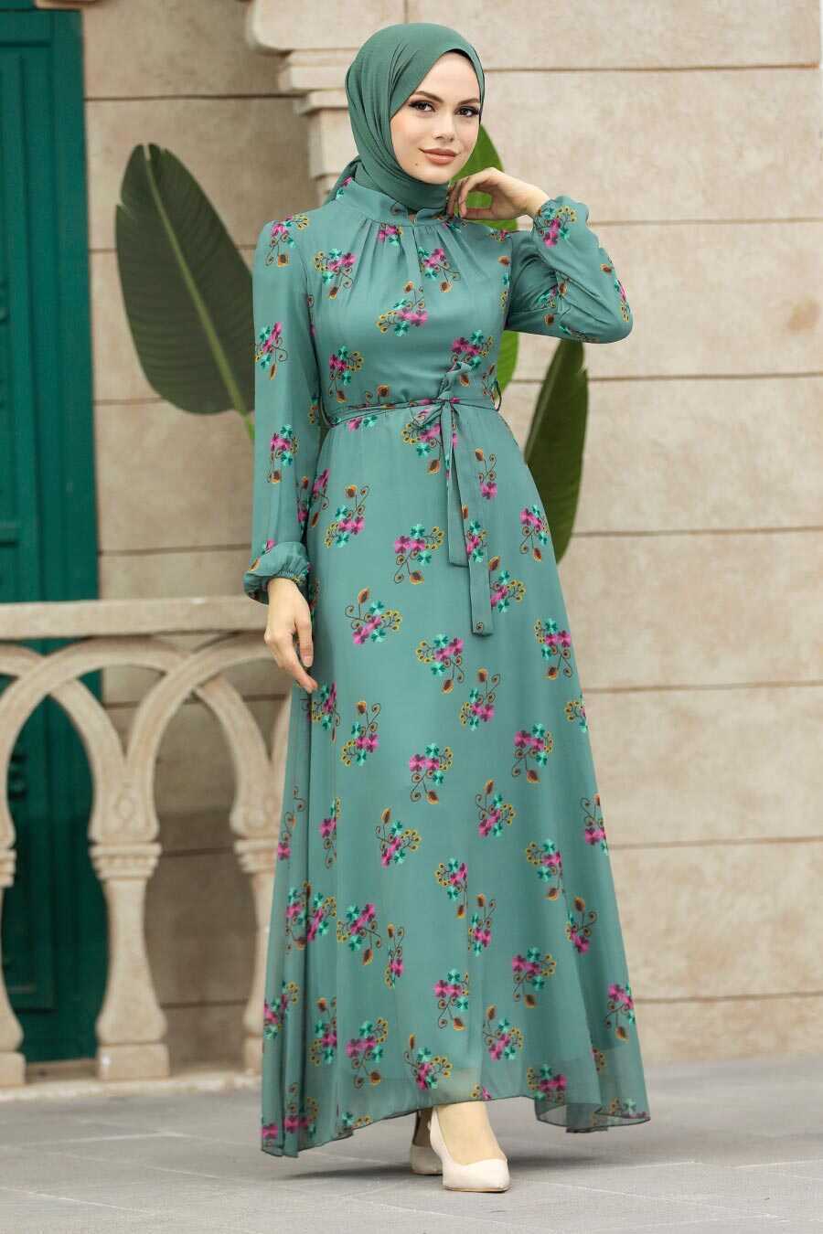 Aster Teal Turkish Dress