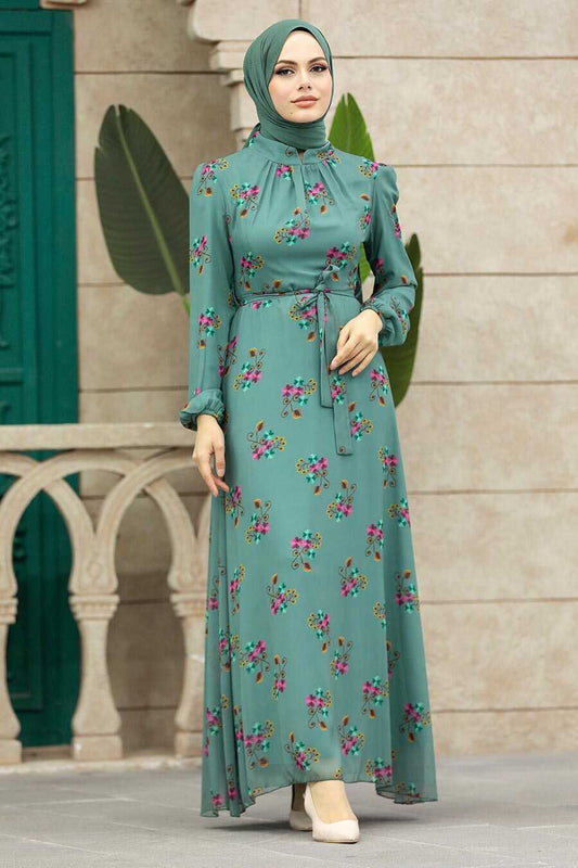 Aster Teal Turkish Dress