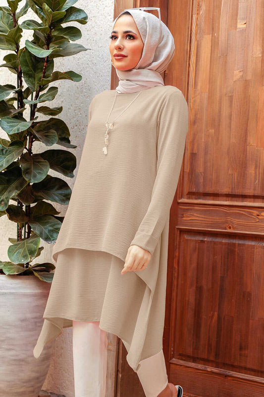 Beige Layered Turkish Top