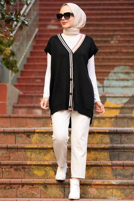 Black Vest Cardigan - Chaddors